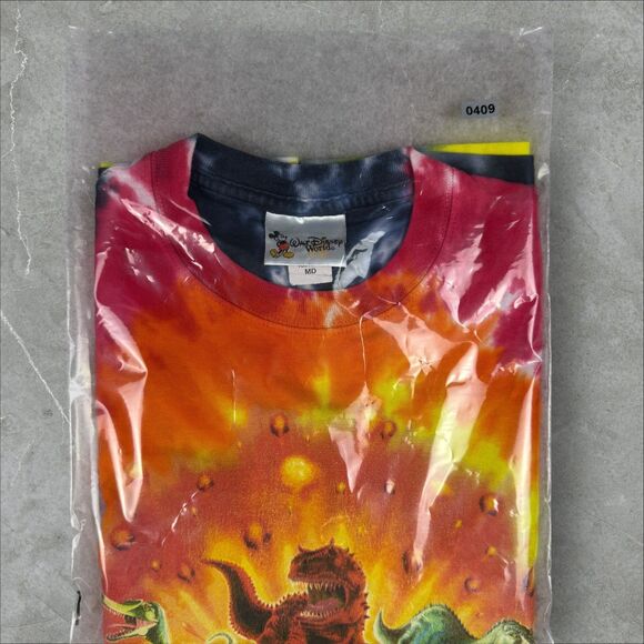 VTG Disney World Animal Kingdom Dinosaur Ride Tie Dye T-Shirt - Youth M - Picture 7 of 7